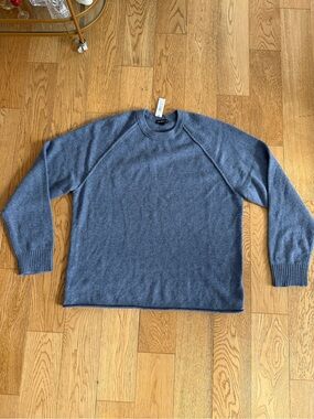 James Perse Cashmere Crewneck Sweater Slate Blue Heather Rolled MRBC3718